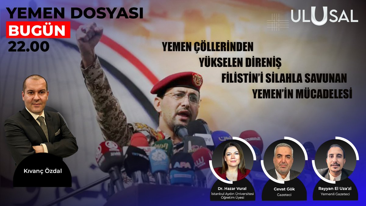 Ulusal Kanal (@ulusalkanal) on Twitter photo YEMEN DOSYASI BU AKŞAM 22.00'DE ULUSAL KANAL'DA!
Kıvanç Özdal (<a href="/_Kozdal/">Kıvanç Özdal</a>) soruyor,
➡️Yemenli Gazeteci Rayyan El Uza'zi
➡️Dr. Hazar Vural (<a href="/marecaspian/">Hazar Vural</a>)
➡️Gazeteci Cevat Gök (<a href="/CevadGok/">Cevat Gök</a>) anlatıyor!
⚫️youtube.com/ulusalkanaltv/… YEMEN DOSYASI BU AKŞAM 22.00'DE ULUSAL KANAL'DA!
Kıvanç Özdal (<a href="/_Kozdal/">Kıvanç Özdal</a>) soruyor,
➡️Yemenli Gazeteci Rayyan El Uza'zi
➡️Dr. Hazar Vural (<a href="/marecaspian/">Hazar Vural</a>)
➡️Gazeteci Cevat Gök (<a href="/CevadGok/">Cevat Gök</a>) anlatıyor!
⚫️youtube.com/ulusalkanaltv/…