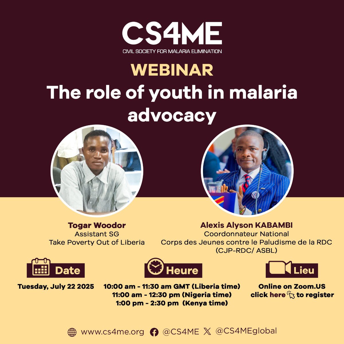 w4_gf's tweet image. 🌍 Youth are driving change in the fight against malaria!

Join the @CS4MEglobal webinar on 22 July to hear from young leaders 

🗓️ Tue 22 July
⏰ 10am GMT | 11am Nigeria | 1pm Kenya
🔗 Register: 
us02web.zoom.us/webinar/regist…

#fundherhealth #YouthVoices #Malaria #GlobalHealth…