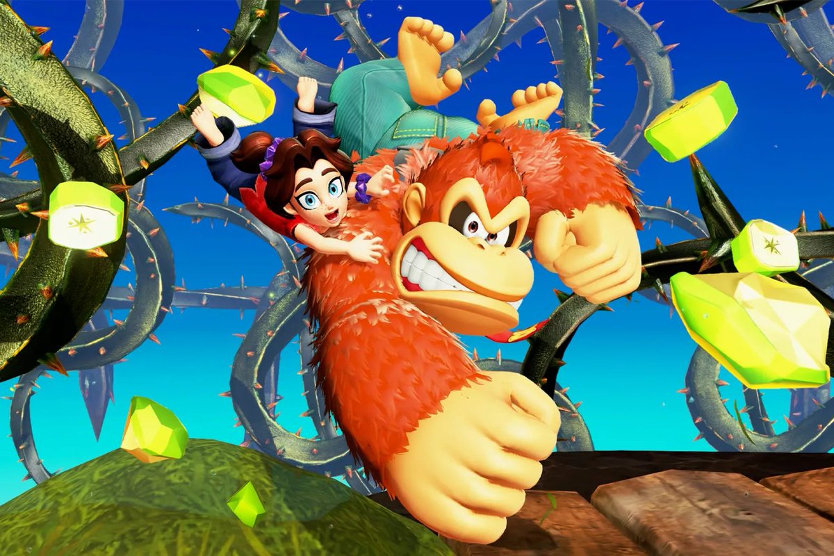 PlayerEssence's tweet image. Played more Donkey Kong Bananza in portable mode and it is fantastic. The HD Rumble on the Joy-Con 2 is great & colors really pop. The Odyssey team cooked with this one, 3D DK finally is back 🔥