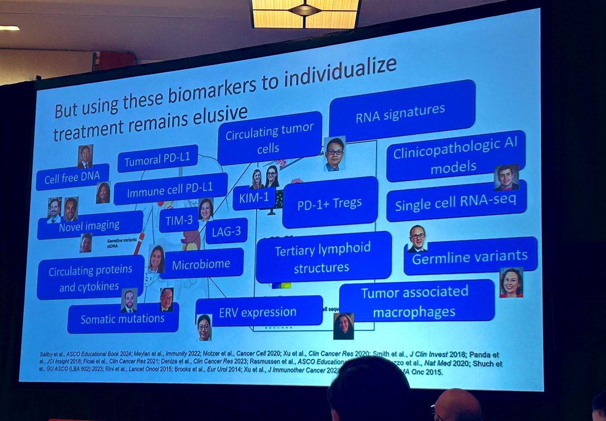 kor_shah's tweet image. What an incredible slide from @VincentWenxinXu at #KCRS2025 depicting some of the individuals that have contributed to biomarker research in RCC 🔬. “Biomarkers are a lot of work, but they will reduce both overtreatment and undertreatment” @kidneycan @OncoAlert