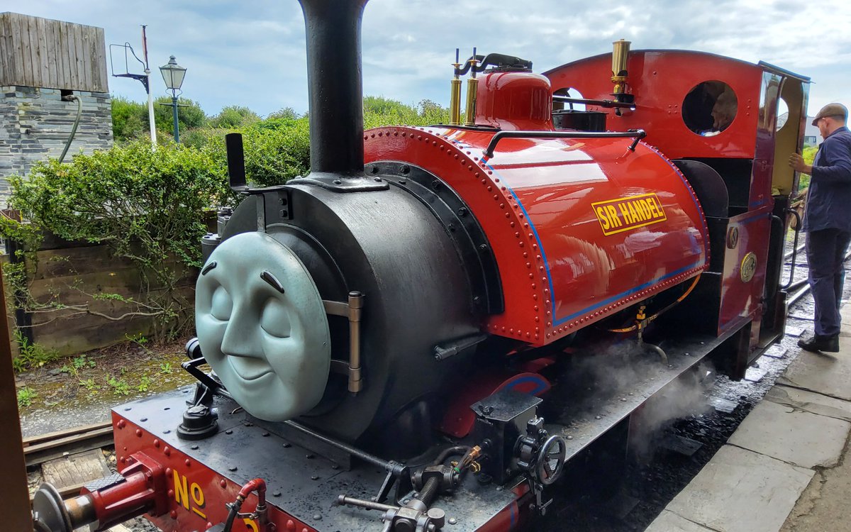 ArmandPartis's tweet photo. On board the Talking Train at Talyllyn. Not ever day you share a carriage with both Sir Topham Hatt and Mr. Conductor! https://t.co/86hQFLu907