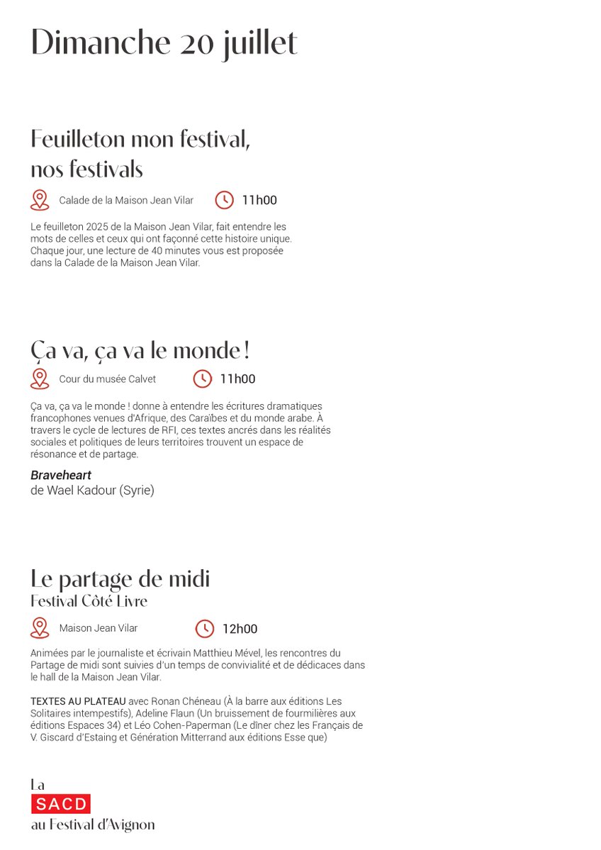 SACDParis's tweet image. #avignon
Demain au @FestivalAvignon, ne manquez pas la lecture de "Braveheart" de Wael Kadour au Musée Calvet dans le cadre de Ça va, ça va le monde avec @RFI.