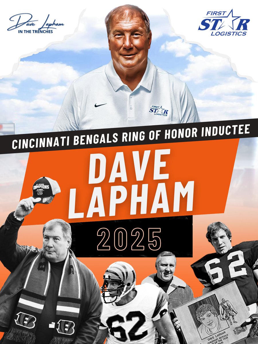 Firststarlog's tweet image. We are honored to celebrate our very own @DLInTheTrenches on his induction into the Bengals Ring of Honor!
Since playing for the Bengals in the '70s and '80s, Dave Lapham has remained a Jungle staple as a radio analyst, mentor to younger players, and host of In the Trenches here…
