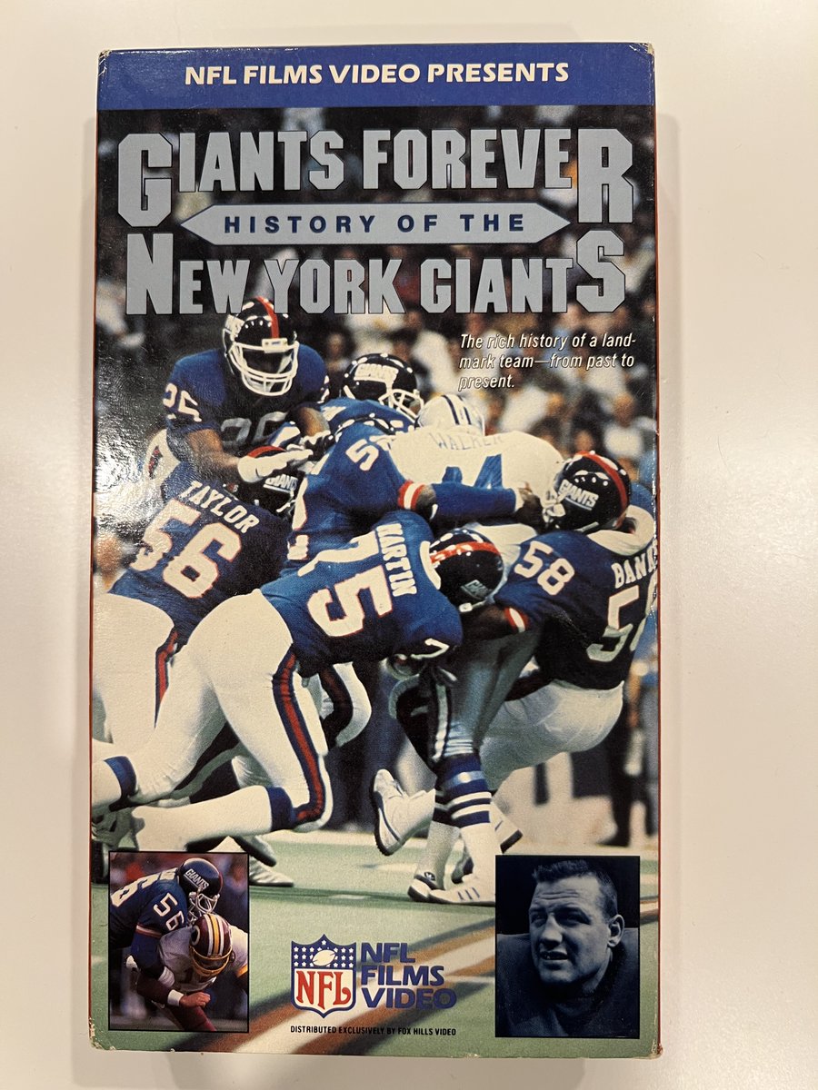 BigBlueVCR's tweet image. Random #NYGiants thing of the day: One of the many iterations of Giants history tapes that I have. This one was from 1988, so it only really went up to Super Bowl XXI. There have been other versions that have been updated over the years, though the first half content is the same