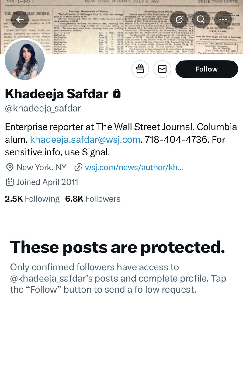 StevenCheung47's tweet image. One of the fake news reporters from the WSJ who wrote the completely fabricated story about a nonexistent letter from Trump to Epstein. Maybe because of guilt for beclowning herself or because she’s getting criticized for writing this trash— she has protected her X account.