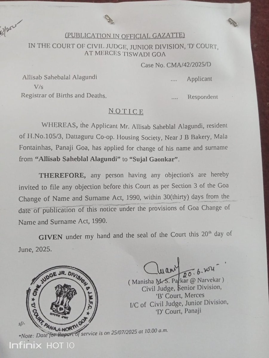 ShaileshNa37632's tweet photo. Goans are slowly losing their identity! Migrants adopting Goan names through official name changes is a growing concern.
This threatens the cultural &amp; social integrity of Goa.
Authorities must act to safeguard Goan identity. #Goa #IdentityCrisis #ProtectGoanHeritage
#GoanRights https://t.co/NdbYMamYok