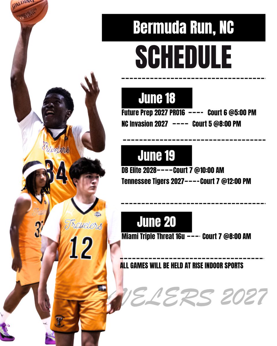 TnTravelers2027 (@tntravelers2027) on Twitter photo Come see the greatest show on hardwood!!!!
We are at Bermuda Run for <a href="/Phenom_Hoops/">Phenom Hoop Report</a> #summerhavoc NCAA Live period this weekend. <a href="/RiseIndoorSport/">Rise Indoor Sports</a>
<a href="/tntravelers5sp/">@TNTravelers5SP</a> <a href="/tntravelers2027/">TnTravelers2027</a> <a href="/PRO16League/">PRO16/NXTPRO League</a> <a href="/NxtProHoops/">NXTPRO Hoops</a> <a href="/ScoutPCong/">Pablo Cong M.S.</a> <a href="/PrepHoopsTN/">Prep Hoops Tennessee</a> <a href="/waylont2028/">Waylon Tummel</a> Come see the greatest show on hardwood!!!!
We are at Bermuda Run for <a href="/Phenom_Hoops/">Phenom Hoop Report</a> #summerhavoc NCAA Live period this weekend. <a href="/RiseIndoorSport/">Rise Indoor Sports</a>
<a href="/tntravelers5sp/">@TNTravelers5SP</a> <a href="/tntravelers2027/">TnTravelers2027</a> <a href="/PRO16League/">PRO16/NXTPRO League</a> <a href="/NxtProHoops/">NXTPRO Hoops</a> <a href="/ScoutPCong/">Pablo Cong M.S.</a> <a href="/PrepHoopsTN/">Prep Hoops Tennessee</a> <a href="/waylont2028/">Waylon Tummel</a>