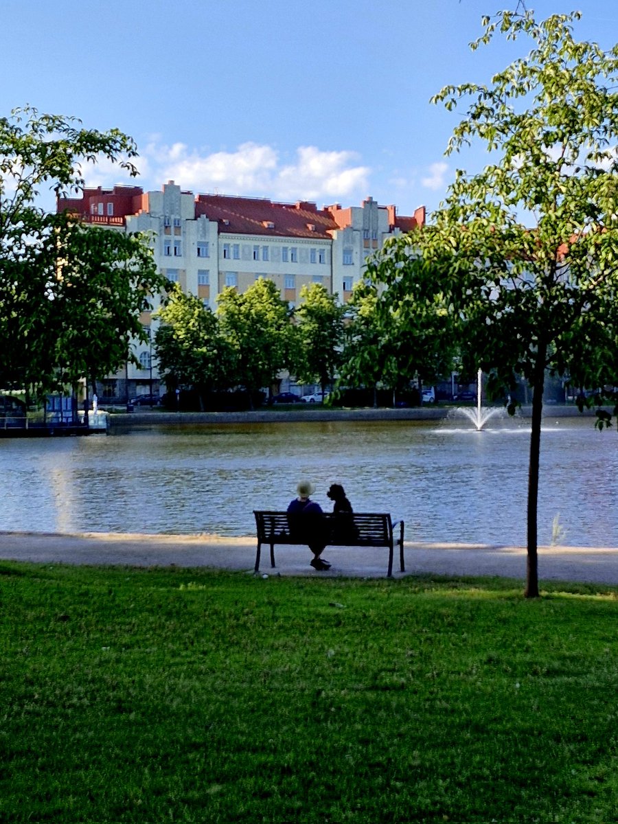 Hannimonninen's tweet image. Tämä näky pysäytti aamulla. Siinä he kaksi istuivat kiireettöminä, yhteistä kesäaamuaan katsellen.

Kävin kysymässä, saanko laittaa tämän kuvan someen. Lupa irtosi, onhan 10v Elvis-koiralla oma instakin.  

Seuraavaksi he jatkaisivat ehkä torille, minä töihin. Ihana kohtaaminen.