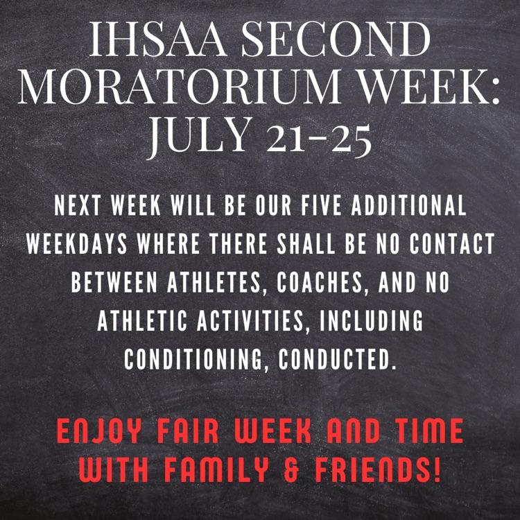 Second moratorium week information. Have a great fair week!