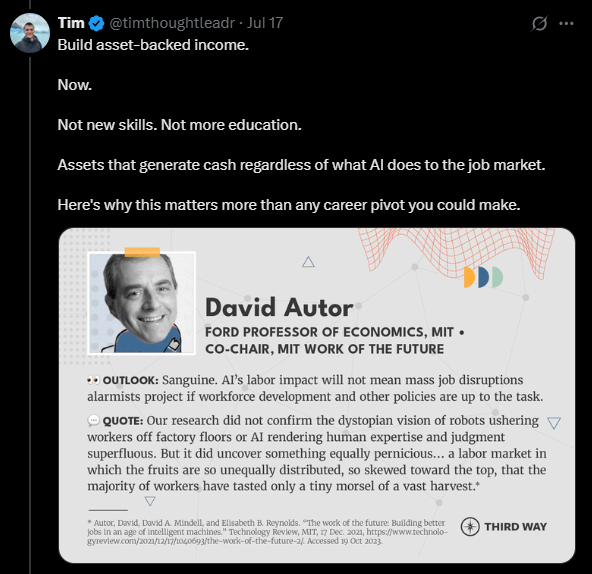 Danl24044761's tweet image. Prepare for the changes that AI will bring.

Study.

Act.

frens.vc

@meetnippy