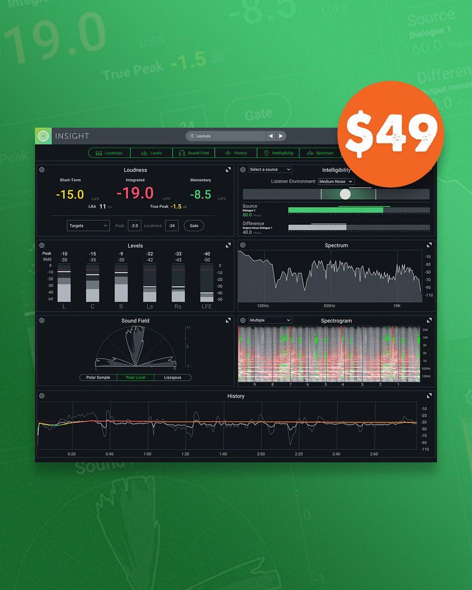 iZotope Flash Sale ⚡ 
Save 75% on Insight 2 Metering Suite • Only $49
Buy here - pluginfox.com/insight
Sale ends July 23rd ⏰

<a href="/izotopeinc/">iZotope</a> #izotope #pluginfox #plugindeals #pluginsales #dtm #plugins #vstplugins