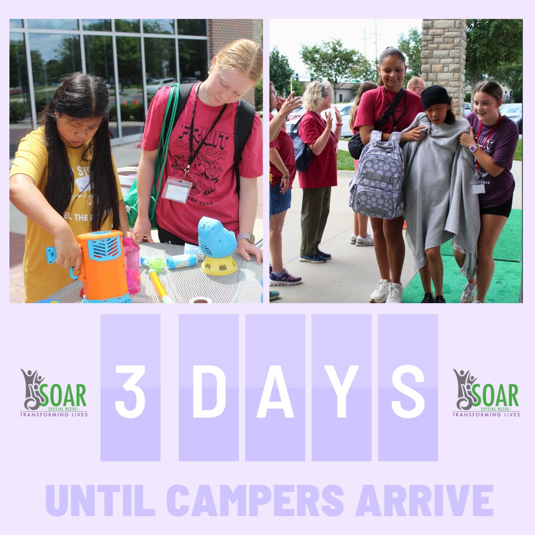 Only 3 days until our incredible campers arrive for SOAR Camp 2025: Fruit Warrior at our Lenexa location! We couldn't be more excited to welcome all our amazing campers—get ready for an unforgettable week of fun, friendship, and fruit-powered adventures! Come SOAR With Us!