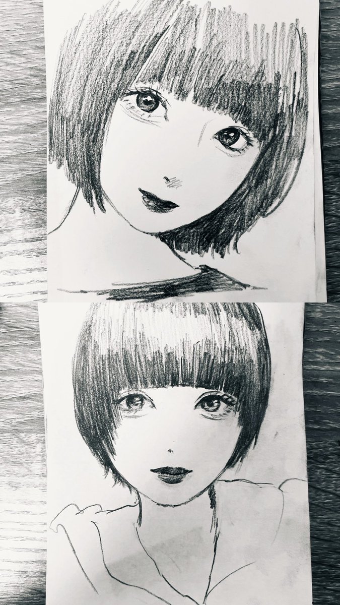 黒髪ボブらくがき