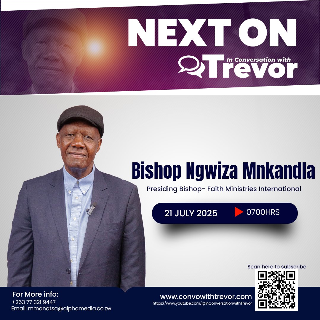 ConvoWithTrevor's tweet image. Our next guest is Bishop Ngwiza Mnkandla, the Presiding Bishop at Faith Ministries International.Subscribe to our YouTube channel👉🏾youtube.com/@InConversatio…  for this insightful conversation #ICWT25