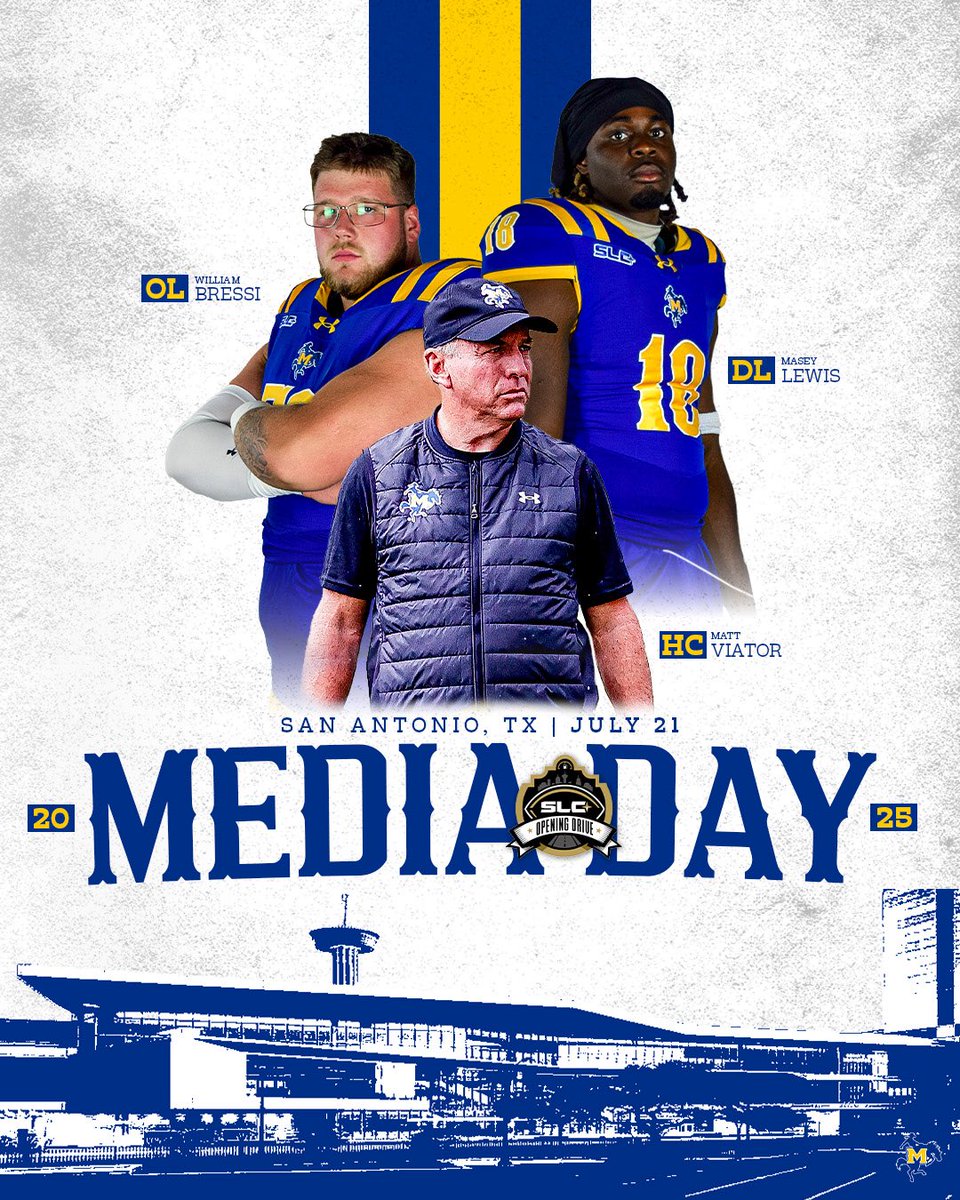 McNeeseFB's tweet image. Southland Media Day ➡️ July 21
📍 San Antonio, TX
🔗 shorturl.at/xac1s
📺 shorturl.at/M3ioG
#GeauxPokes