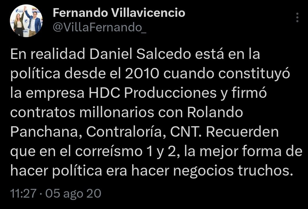 ifpoveda's tweet photo. Primero "invirtieron" en mafiosos y luego los mafiosos "invirtieron" en ellos.
Ya lo dijo Fernando Villavicencio. https://t.co/l6AVxvU2zQ
