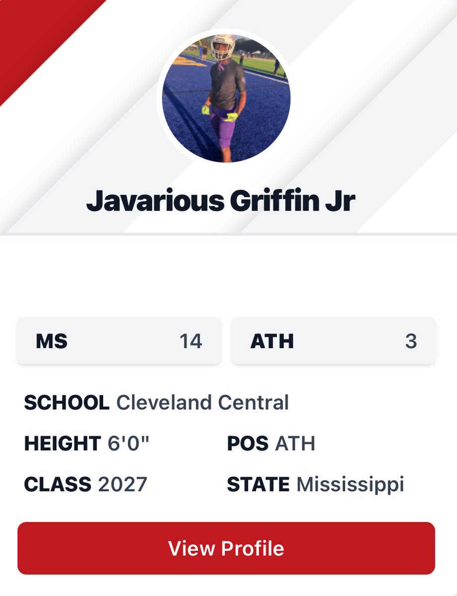 Javarious J. Griffin Jr✪ (@javariousg08) on Twitter photo Blessed to be Ranked top 15 in the state of Mississippi on <a href="/PrepRedzone/">Prep Redzone 🏈</a> ‼️
Coming for that number 1 spot 💯
#AGTG
#Juniorsznloading
<a href="/Rebels247/">David Johnson</a> <a href="/MacCorleone74/">Rion (Ree-un) Young</a> <a href="/PrepRedzoneMS/">Prep Redzone Mississippi</a> <a href="/BillyEmbody/">Billy Embody</a> <a href="/LeeAnnHerringRW/">LeeAnn Herring</a> <a href="/PaulJonesOn3/">Paul Jones</a> Blessed to be Ranked top 15 in the state of Mississippi on <a href="/PrepRedzone/">Prep Redzone 🏈</a> ‼️
Coming for that number 1 spot 💯
#AGTG
#Juniorsznloading
<a href="/Rebels247/">David Johnson</a> <a href="/MacCorleone74/">Rion (Ree-un) Young</a> <a href="/PrepRedzoneMS/">Prep Redzone Mississippi</a> <a href="/BillyEmbody/">Billy Embody</a> <a href="/LeeAnnHerringRW/">LeeAnn Herring</a> <a href="/PaulJonesOn3/">Paul Jones</a>