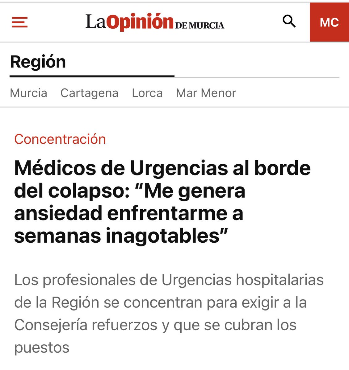 Lucassayala's tweet image. López Miras ha llevado la #SanidadPública al límite.

Un verano más, en lugar de reforzar las plantillas, sobrecarga a los sanitarios, cierra consultorios y reduce camas y servicios en los hospitales.

El PP asfixia la sanidad: pacientes y profesionales sufren las consecuencias.