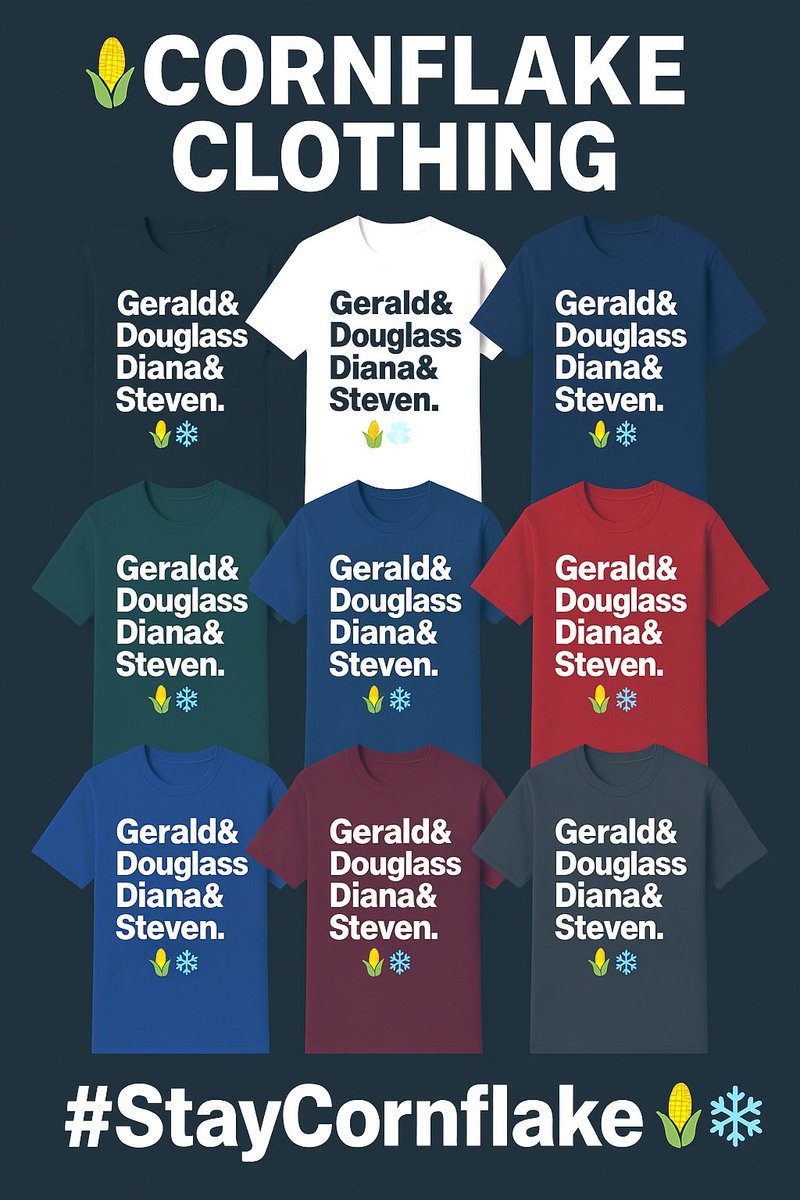 CornflakePLC's tweet image. The BestRealLifeOnlineXFriendsOnXItselfNotInReality T-Shirt 👕 is on sale now 🤑 

How nice is that as Steven d says,

Stay Fresh. 
Stay Golden. 
#StayCornflake 🌽❄️