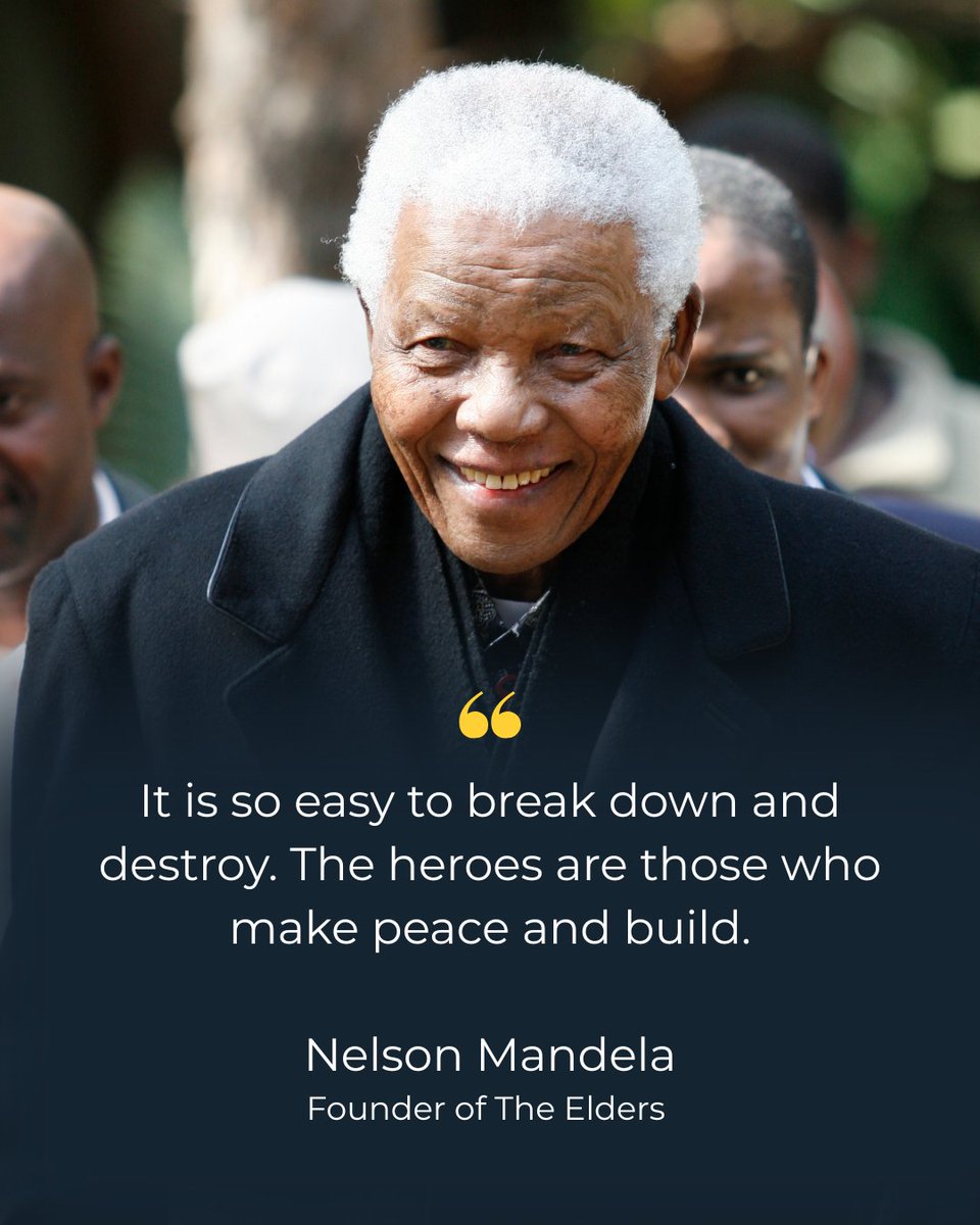 TheElders's tweet image. At a time when division and short-sighted leadership dominate headlines, Mandela’s legacy reminds us that true heroism lies in building peace.
#MandelaDay2025