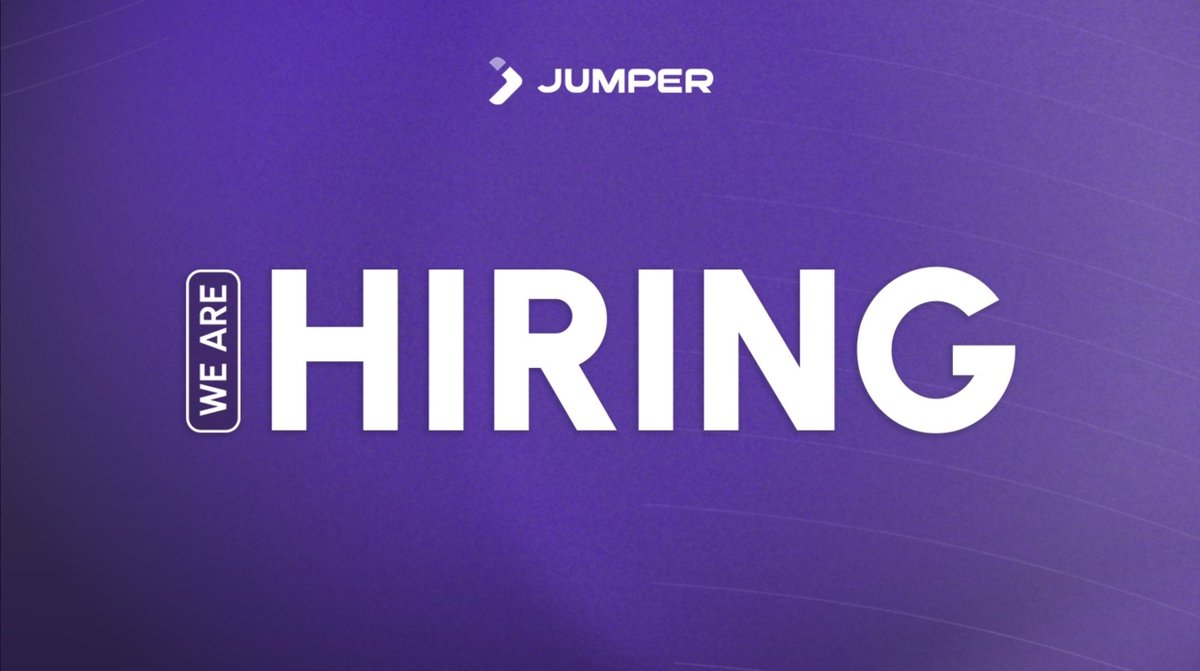 0xJord4n's tweet image. We're hiring a Social Media Manager at @JumperExchange 🫡
You’ll own the voice, shitpost with strategy, and grow our presence across CT & beyond.
Must-haves:
– Experience in the role
– Trend/Meta-aware
– Proven growth record
- Crypto native
DM me if this sounds like you.