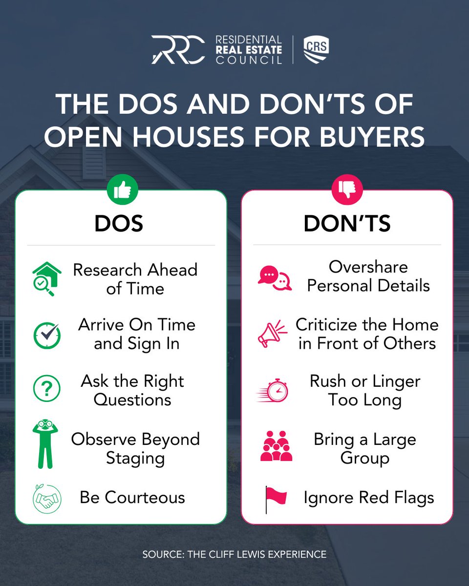 Open house season is heating up! ☀️ Are your clients touring homes this summer? Share these quick dos and don’ts with your buyers to help them make the most of every visit and leave a great impression. 🏡✨ #OpenHouse #Summer #HomeSearch #Homebuyer #RealEstate