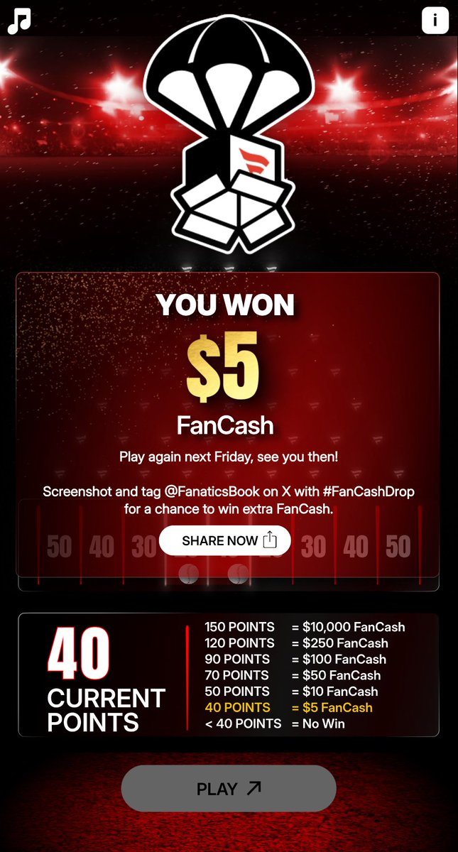 Play the #FanCashDrop today and join the #promotion
fanatics.onelink.me/5kut/p6fykbjo