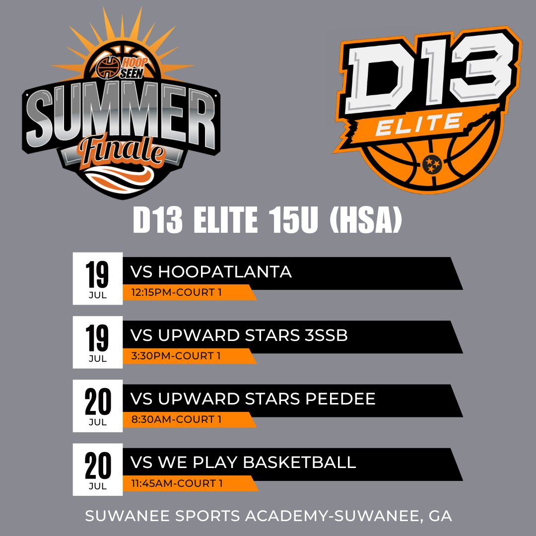 Schedule for <a href="/hoopseen/">HoopSeen</a> summer finale

<a href="/D13Elite/">D13 Elite</a> <a href="/Dred13sweetJ/">Dominique Redding</a> <a href="/KevinMoses38/">Kevin Moses LLC</a> <a href="/PrepHoopsTN/">Prep Hoops Tennessee</a> <a href="/GTuckerHoops/">Garrett Tucker</a> <a href="/CourtneyHoops90/">Courtney Asher Smith</a> <a href="/AndrewForce8/">Andrew Force</a> <a href="/Pure_Prospects/">Pure Prospects</a>