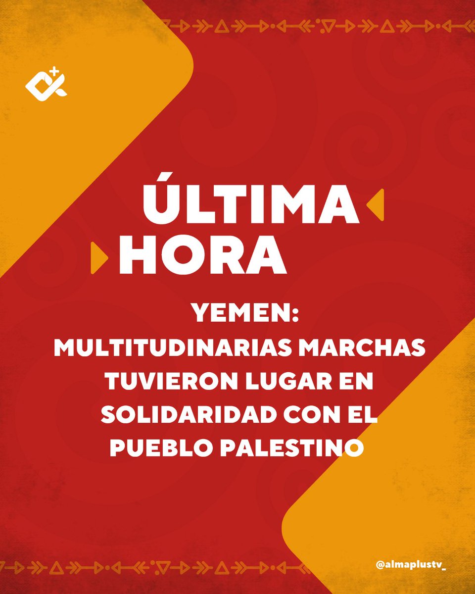 almaplustv's tweet image. ULTIMAHORA | Yemen
🛑 Según el corresponsal de Al Mayadeen, multitudinarias marchas tuvieron lugar en las provincias de Saada, Raymah y Marib en solidaridad con el pueblo palestino bajo el lema: "Seguimos apoyando a Gaza y enfrentando la profanación sionista de la nación".…