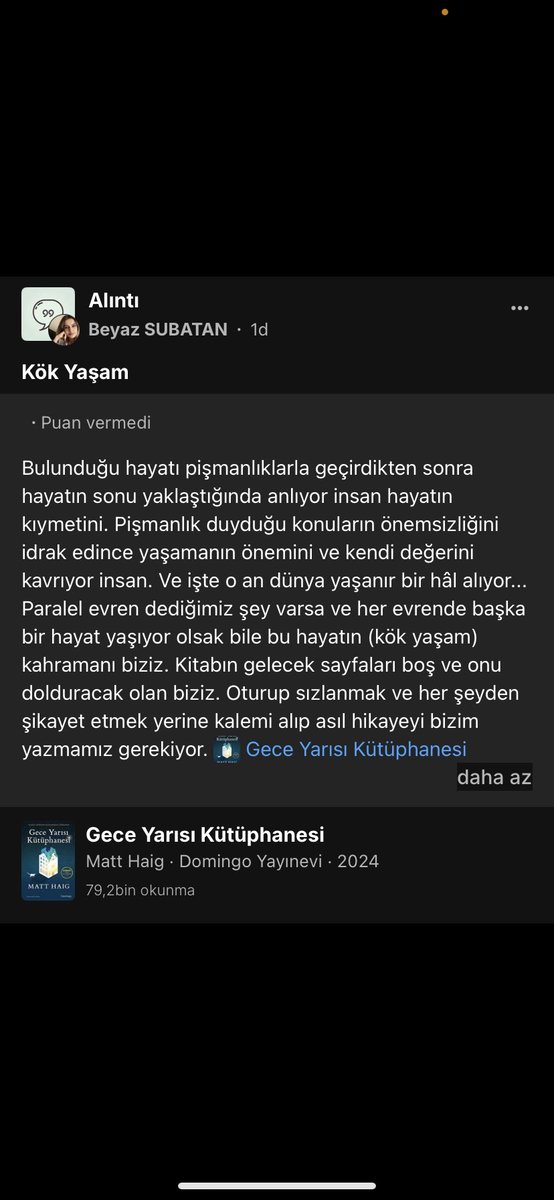 Beyazsubatann's tweet photo. “Hayatı anlamıyorum işte.” diye sızlandı Nora.
“Hayatı anlaman gerekmiyor. Yaşaman yeterli.”

#geceyarısıkütüphanesi https://t.co/T05SWxokVl