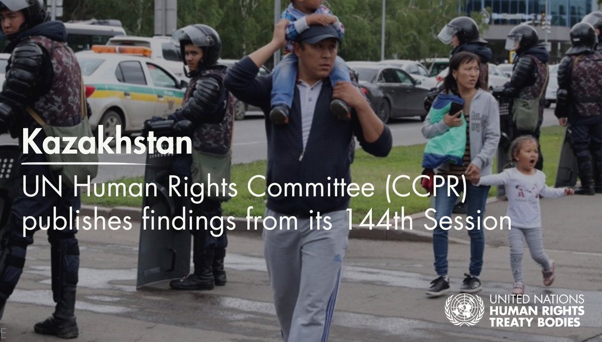 UNTreatyBodies's tweet image. The UN Human Rights Committee #CCPR urges Kazakhstan 🇰🇿 to align its counter-terrorism efforts with its int'l human rights law obligations, investigate allegations of excessive use of force & ensure remedies for victims.
ohchr.org/en/press-relea…