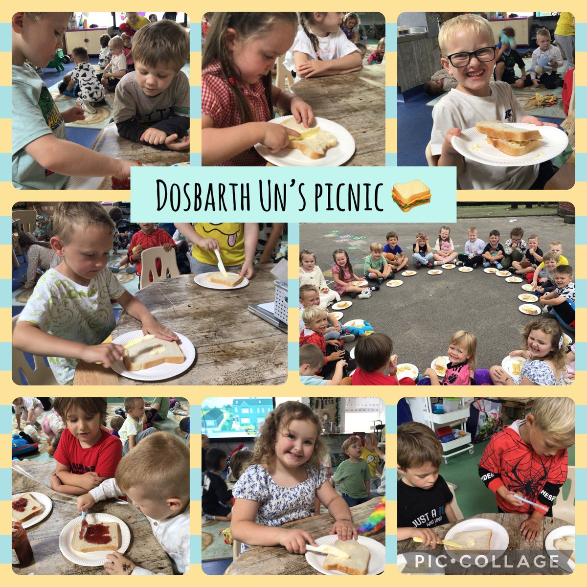 Dosbarth Un had so much fun on the last day making sandwiches for our picnic! Everyone chose their own fillings and we enjoyed them altogether as a class 🥪😋 da iawn everyone, have a fantasteg 6 weeks off! ☺️