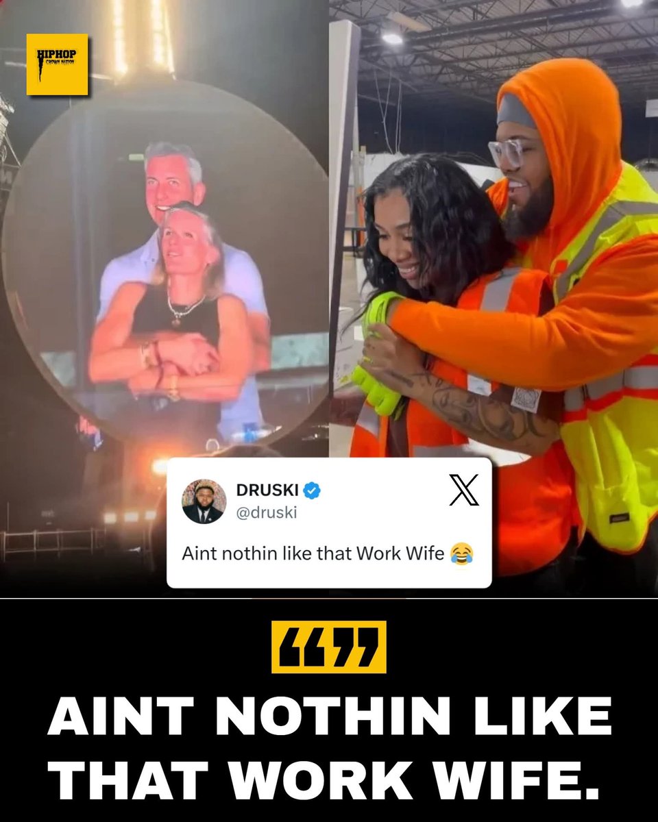 hiphopcnation's tweet image. Druski had this to say in reaction to the viral video of the CEO & HR Chief caught in an ‘Affair’ at a Coldplay concert.
“Work Wife!”😭