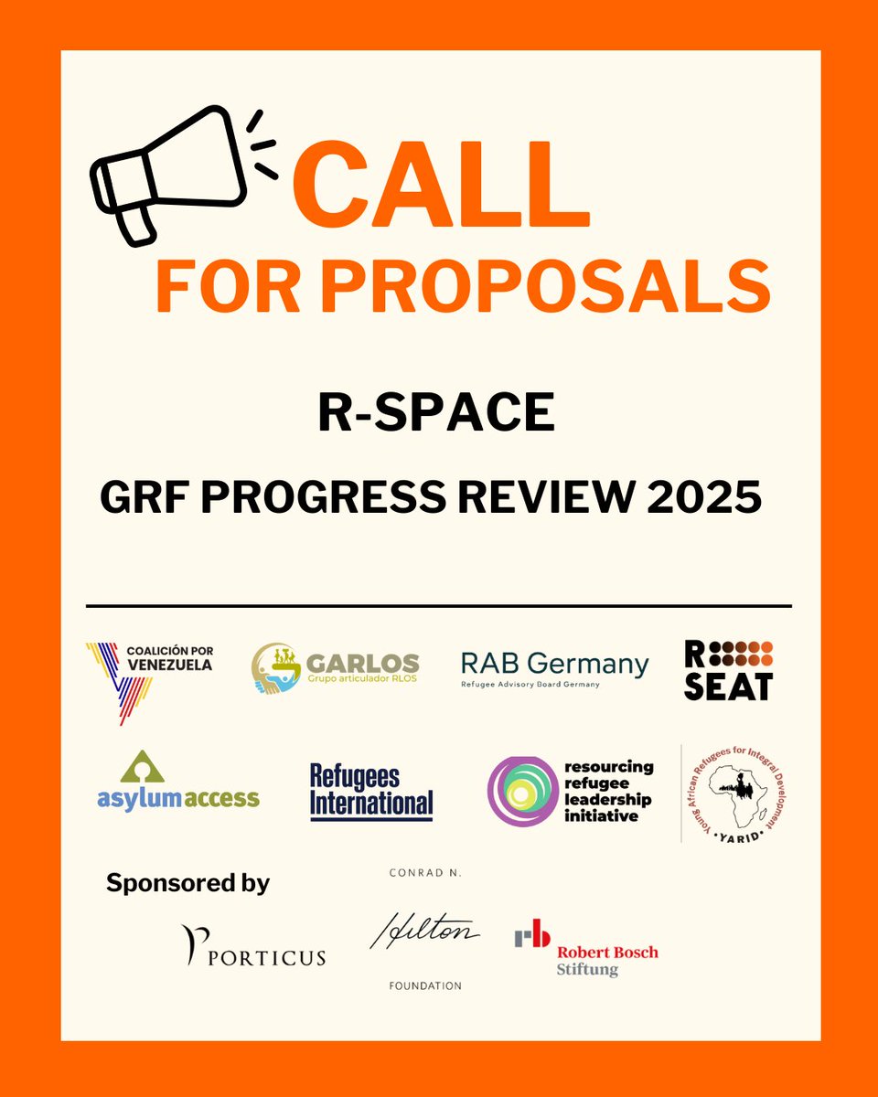 Call for Proposals for R-Space 2025 is now Open!

Join #RSpace2025 — the refugee-led convening running Dec 15–17 alongside the GRF Progress Review 2025 in Geneva. 

📅Deadline: August 15, 2025
🔗Read the full details here: drive.google.com/file/d/1hArByi…
📧Submit your applications here: