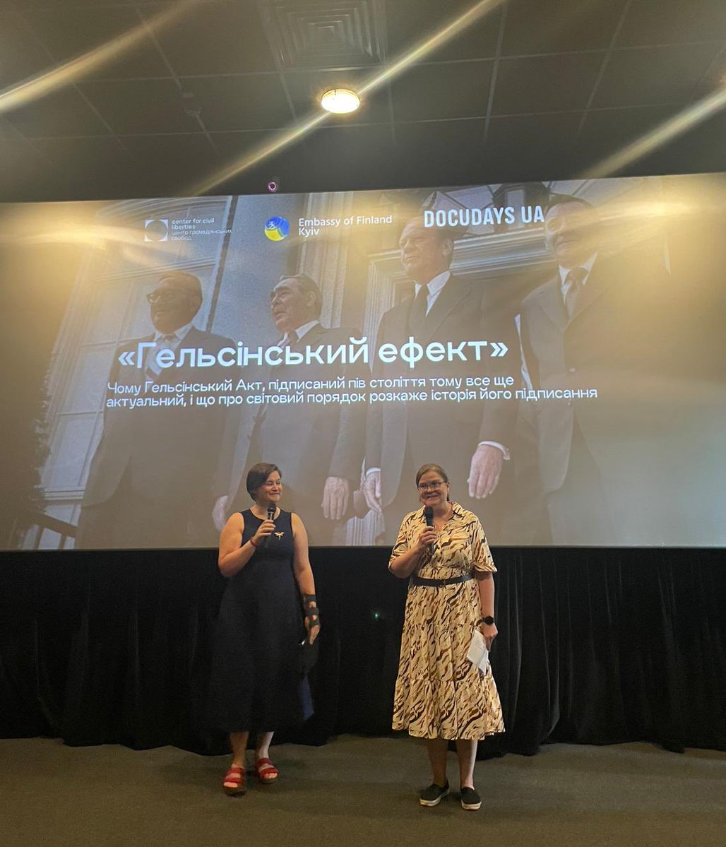 FinlandinUA's tweet image. The Embassy of 🇫🇮,together with @ccl_ua & Docudays UA,held a closed screening of the film The Helsinki Effect, followed by a panel discussion with human rights experts. 🇫🇮 is currently chairing the OSCE. #StandWithUkraine #OSCE25FI @Ulkoministerio