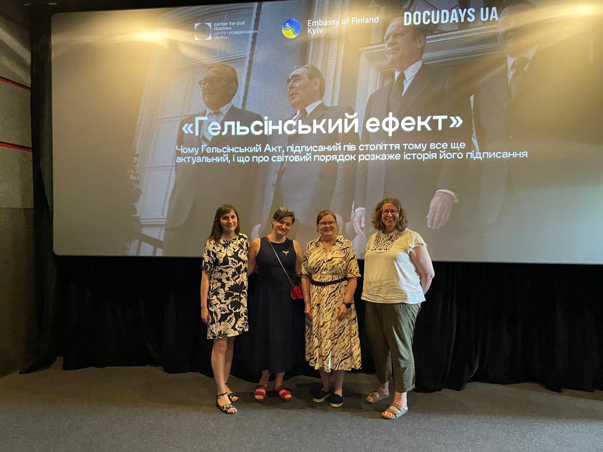 FinlandinUA's tweet image. The Embassy of 🇫🇮,together with @ccl_ua & Docudays UA,held a closed screening of the film The Helsinki Effect, followed by a panel discussion with human rights experts. 🇫🇮 is currently chairing the OSCE. #StandWithUkraine #OSCE25FI @Ulkoministerio