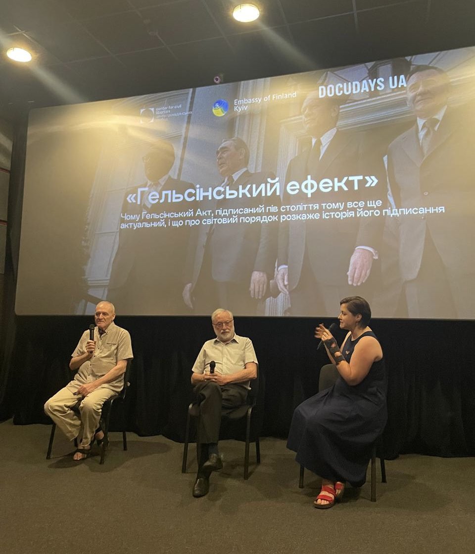 FinlandinUA's tweet image. The Embassy of 🇫🇮,together with @ccl_ua & Docudays UA,held a closed screening of the film The Helsinki Effect, followed by a panel discussion with human rights experts. 🇫🇮 is currently chairing the OSCE. #StandWithUkraine #OSCE25FI @Ulkoministerio