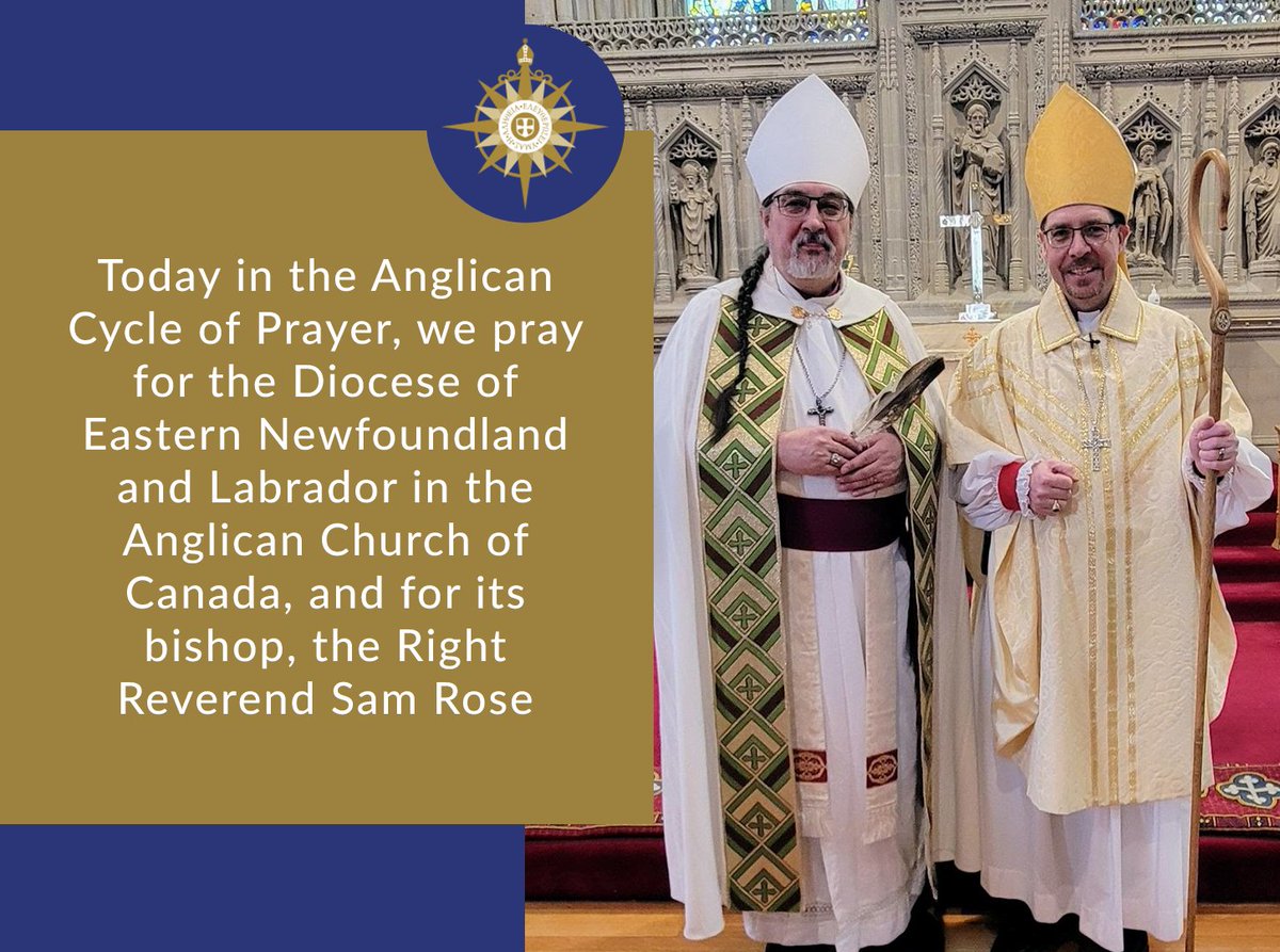 AnglicanWorld's tweet image. Today in the Anglican Cycle of Prayer, we pray for the Diocese of Eastern Newfoundland and Labrador in the Anglican Church of Canada and for its bishop, the Rt Revd Sam Rose.
Rooted in the love of Christ and committed to service and reconciliation, the diocese invites us to…
