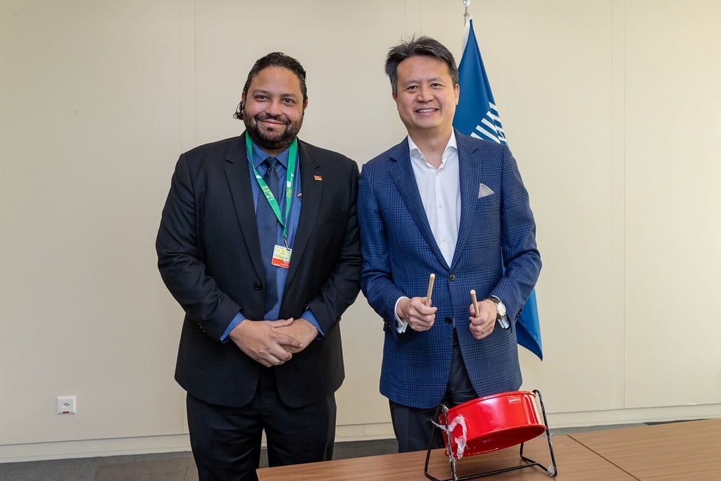 The T&amp;T delegation led by Regan Asgarali S.C., Controller, engaged in a bilateral meeting with Daren Tang, Director General of <a href="/WIPO/">World Intellectual Property Organization (WIPO)</a> and his team on the T&amp;T IP agenda.  A mini steelpan was presented to the DG WIPO on behalf of Tourism Trinidad and the Ministry of Legal Affairs.