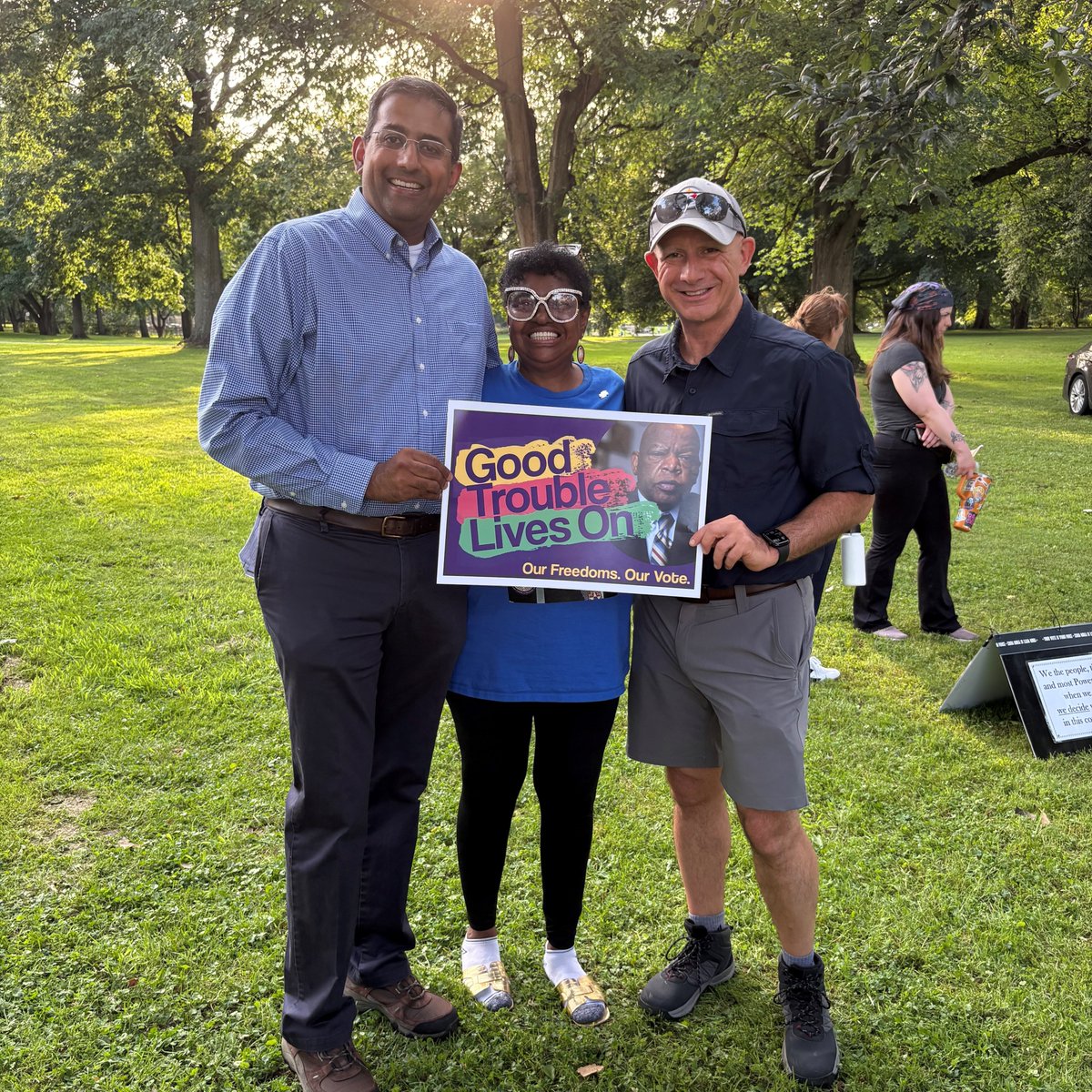 RepVenkat's tweet image. John Lewis embodied how a rising generation could say, “Enough” – to segregation, disenfranchisement, and not living up to our ideals. It was an honor with my son Ashok and others from our community to attend the John Lewis Good Trouble Rally with fellow @ACDelegation members.