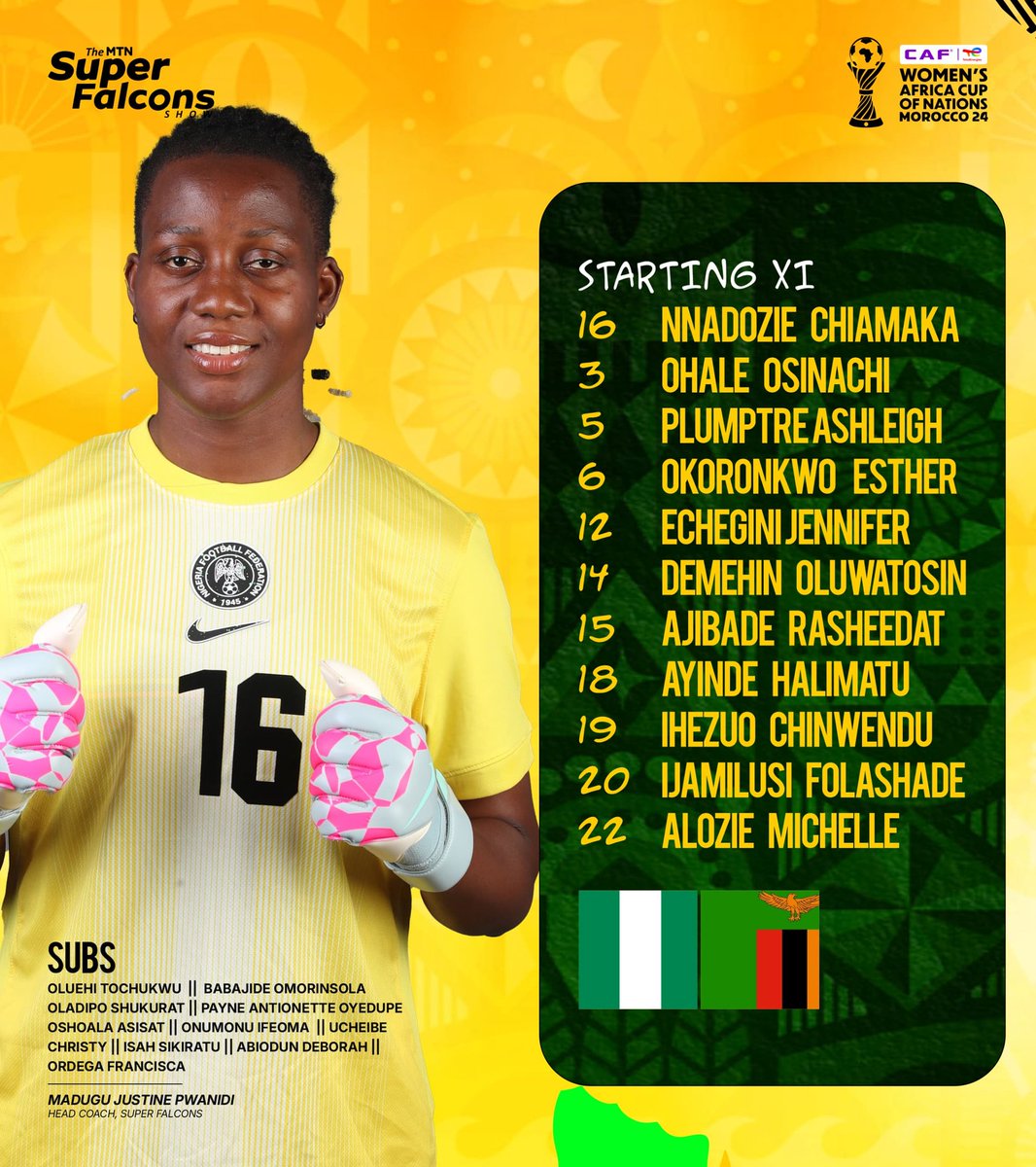 Flair Over Force? 🤔

Big surprises in the starting XI as Nigeria goes in with a mix of regulars and fresh flair for this crucial quarterfinal clash vs Zambia! 🇳🇬🆚🇿🇲
 
7 familiar faces, 4 bold switches — what do you make of the coach’s call? 📝🦅
 
Drop your predictions below!