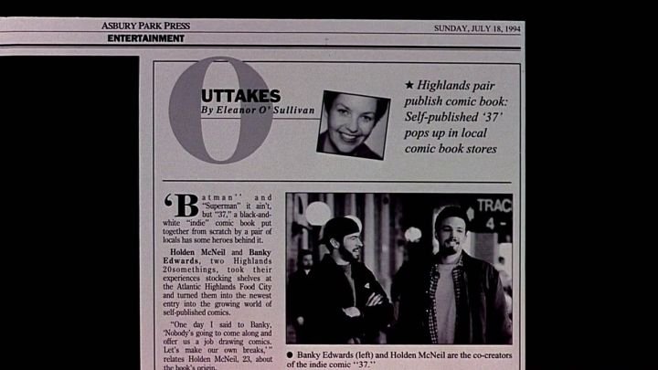 CineCalendar's tweet photo. Jul 18th 1994 - #ChasingAmy opens with an article from Asbury Park Press about Banky &amp; Holden's self published comic "37".

📽️📅 Chasing Amy (1997) https://t.co/eeJGA1irbI