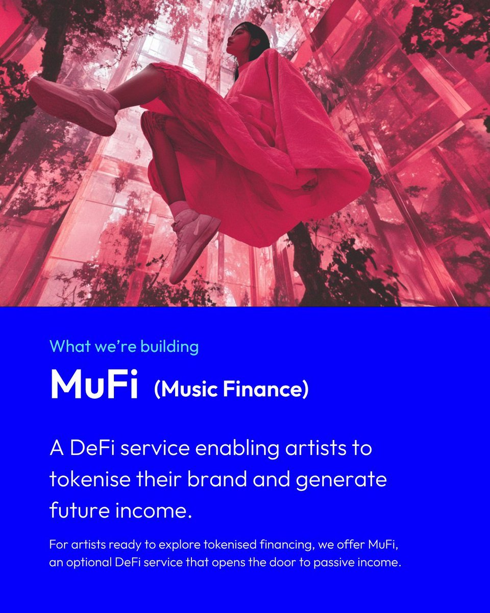 AmplifyWorld's tweet image. MuFi = Decentralised Finance for musicians.
We are redefining music funding through innovative financial products tailored specifically for artists.
On chain fan verification 🤝 on chain artist funding.
This will change the game for artists and independence.