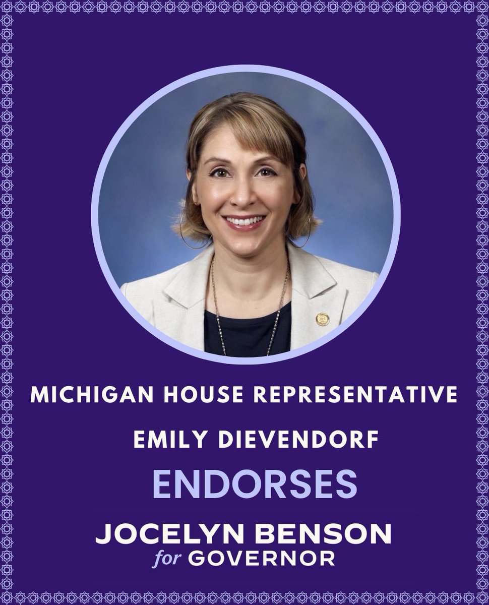 JocelynBenson's tweet image. State Representative Emily Dievendorf brings compassion, courage, and clarity to Lansing every day. I’m incredibly proud to have her endorsement as we work together to protect our freedoms, expand opportunity, and ensure every voice is heard in every corner of Michigan.