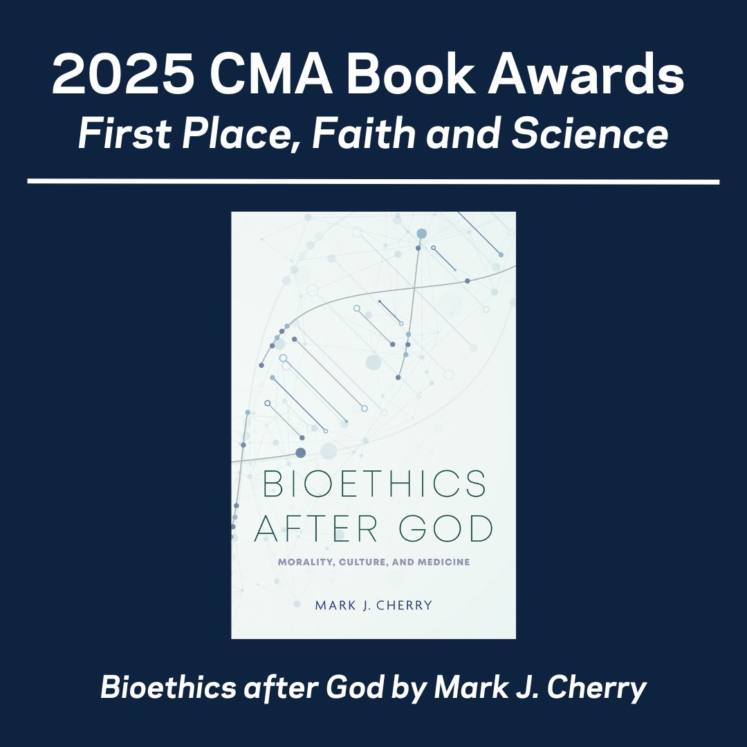 UNDPress's tweet image. BIOETHICS AFTER GOD is this year’s CMA #BookAward winner in the #Faith and #Science category! Mark J. Cherry’s book explores the relationship between #Morality and #Medicine in a society that has denied the existence of God.
Learn more: bit.ly/4eAIjlI