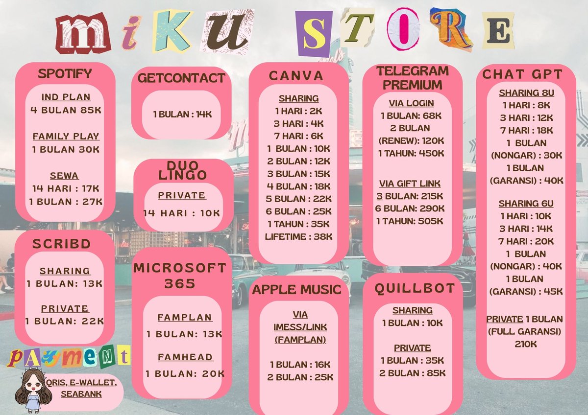 payitabae's tweet photo. MALAM SEMUA YANG LAGI CARI APLIKASI PREMIUM FULL GARANSI FAST PROCESS AMANAH TERPERCAYA 100% YUK BISA KE MIKU YA

WTS WTB READY

VIU  NETFLIX WETV PREM VIDEO GTC YOUTUBE PREMIUN DISNEY IQIYI CANVA CAPCUT DAN LAINNYA

ORDER LANGSUNG WA : https://t.co/ljgahGmejc

#zonauang 6128 https://t.co/qKWvkrdmfz