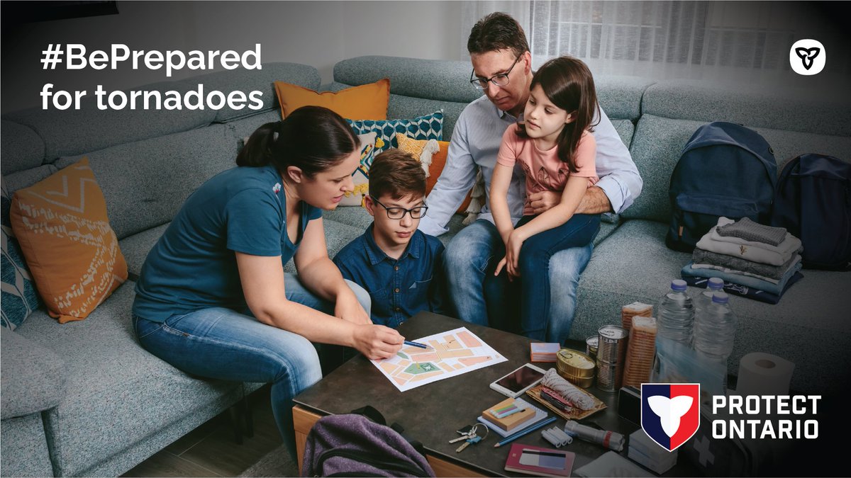 #BePrepared and know where to go during a tornado. 🌪️

Make plans with your household to ensure everyone knows the safest place to take shelter – whether you find yourselves at home or outdoors.

Protect yourself. #ProtectOntario: ontario.ca/tornadoes