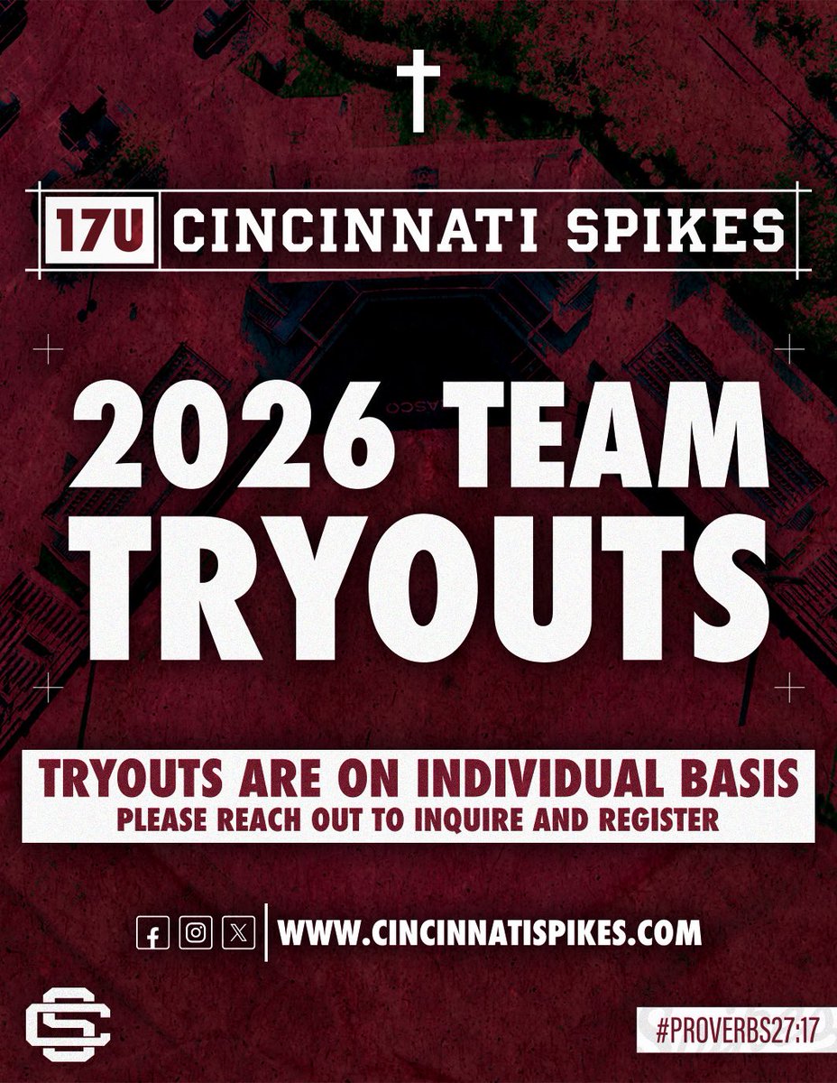 Cincinnati Spikes (@cincyspikes) on Twitter photo The Cincinnati Spikes are now accepting inquiries for the 2026 17U team! Please DM us with any inquiries or reach out to one of our coaches!
<a href="/jkees31/">Jon Keesling</a> | <a href="/keeganfish/">Keegan Fish</a> | <a href="/2Holguin5/">Al Holguin</a> The Cincinnati Spikes are now accepting inquiries for the 2026 17U team! Please DM us with any inquiries or reach out to one of our coaches!
<a href="/jkees31/">Jon Keesling</a> | <a href="/keeganfish/">Keegan Fish</a> | <a href="/2Holguin5/">Al Holguin</a>
