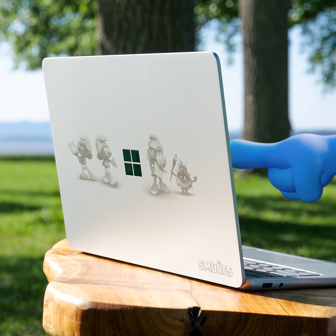 surface's tweet image. Oh my Smurf, it’s finally here! Get your own limited edition 13-inch Surface Laptop now, exclusively on Amazon: msft.it/6012sBc60
And go see @Smurfsmovie, in theaters today! #SmurfsMovie
