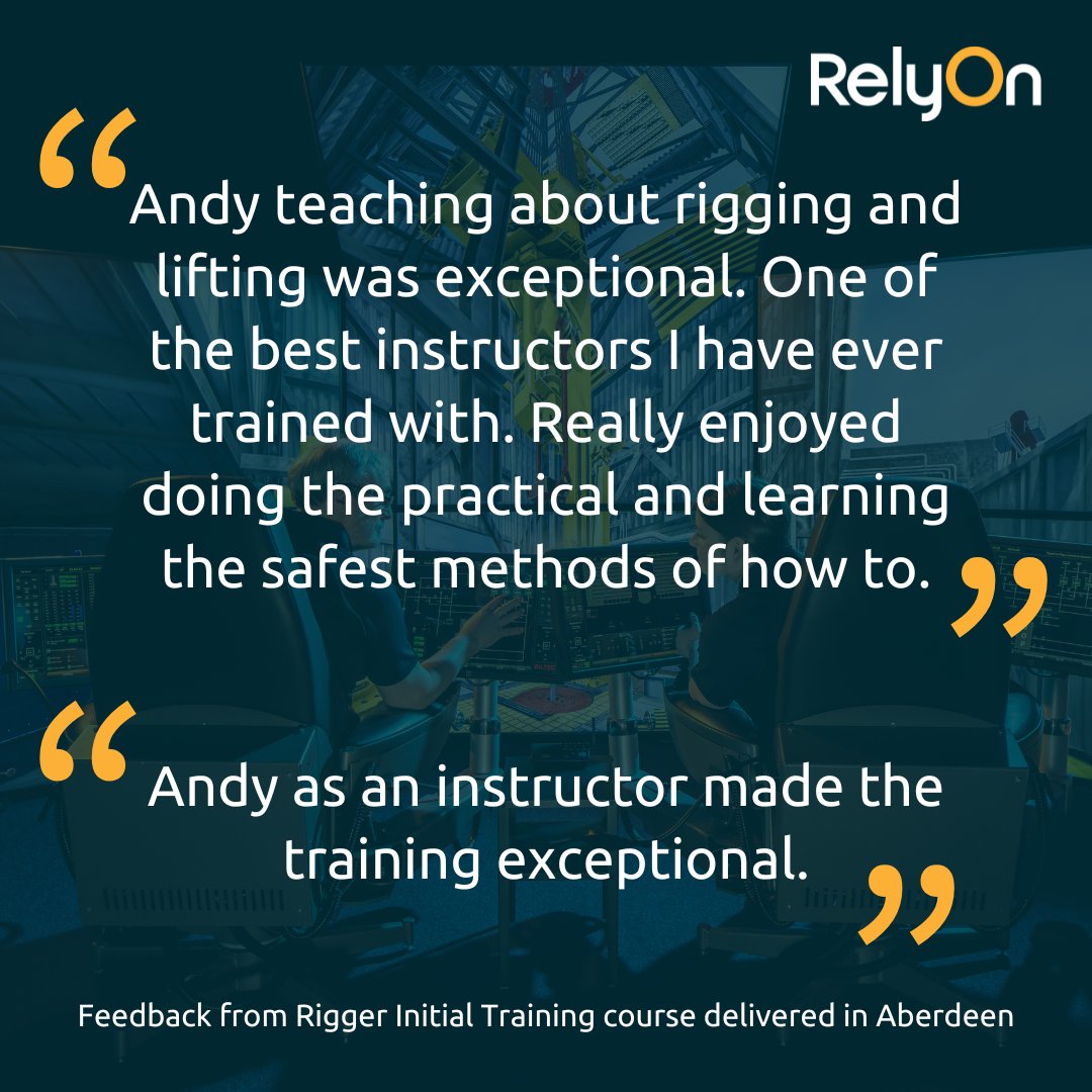 Fantastic feedback for Andy on a recent Rigger Initial Training course delivered in Aberdeen.

#Feedback #Training